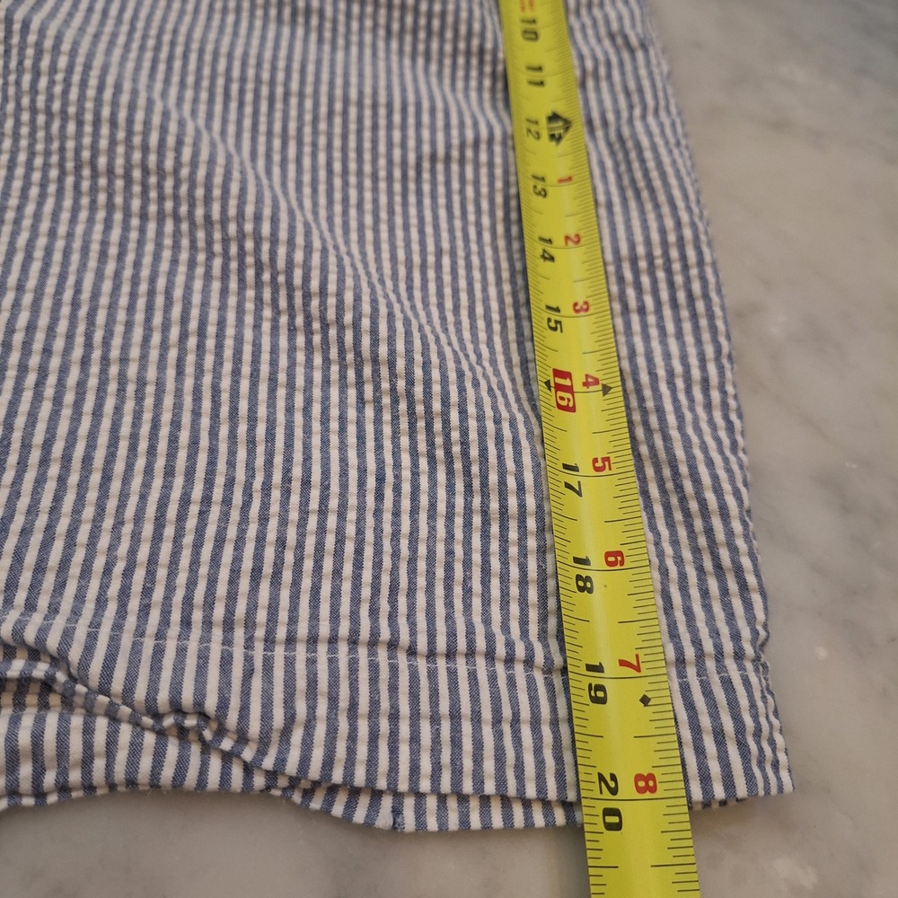 Jos. A. Bank Shorts Mens 40 Blue Seersucker Pleated Cotton Stays Cool Preppy - Picture 5 of 8